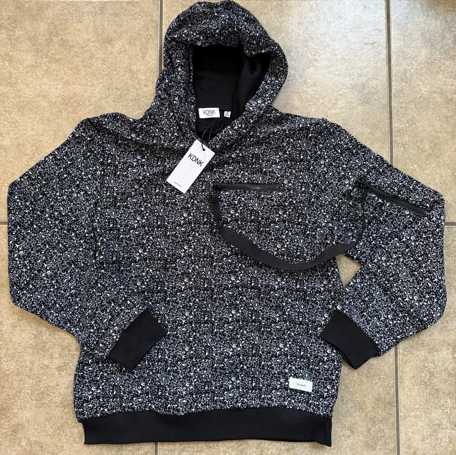 KDNK Hoodie Medium Printed Pullover Black Gray Los Angeles NEW FAST SHIPPING