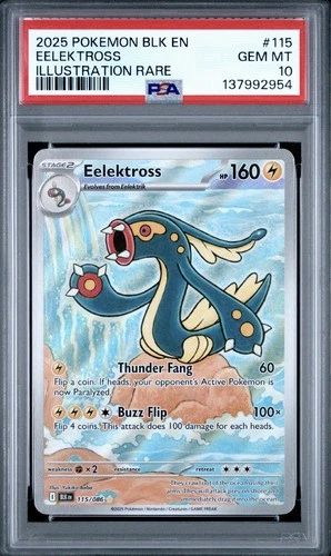 PSA 10 GEM MINT Eelektross Illustration Rare 115/086 Pokemon Black Bolt