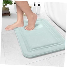  Memory Foam Bath Mat 24x16, Non Slip, Machine Washable, 24 x 16 Inch Spa Blue