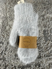 NEW Billy Bamboo One Size Angora Wool Fluffy Mittens Gray Warm