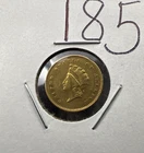 1854 G $1 Gold One Dollar Type 2 Indian Princess Head VF Details Rim Damage