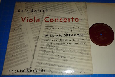 William Primrose/Tibor Serly BARTOK Viola Concerto - Bartok Records BR 309