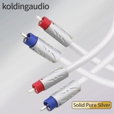 Pair 5N Pure Silver RCA HiFi Audio Cable Solid Silver PSS Core Interconnect Line