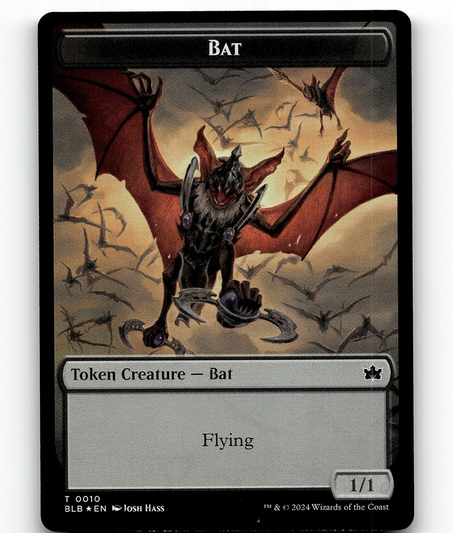 FOIL - MTG Bat   Intrepid Rabbit Double-Sided Token - Bloomburrow