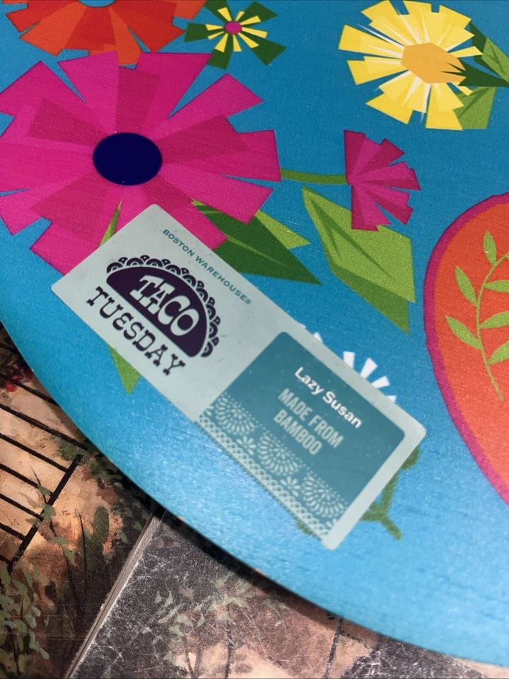 12 Inch Lazy Susan Bamboo Taco Tuesday - Image 2 of 4