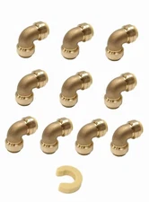EFIELD  10 PCS 3/4"  PUSH FIT ELBOW BRASS FITTINGS WITH CLIP, LEAD FREE BRASS