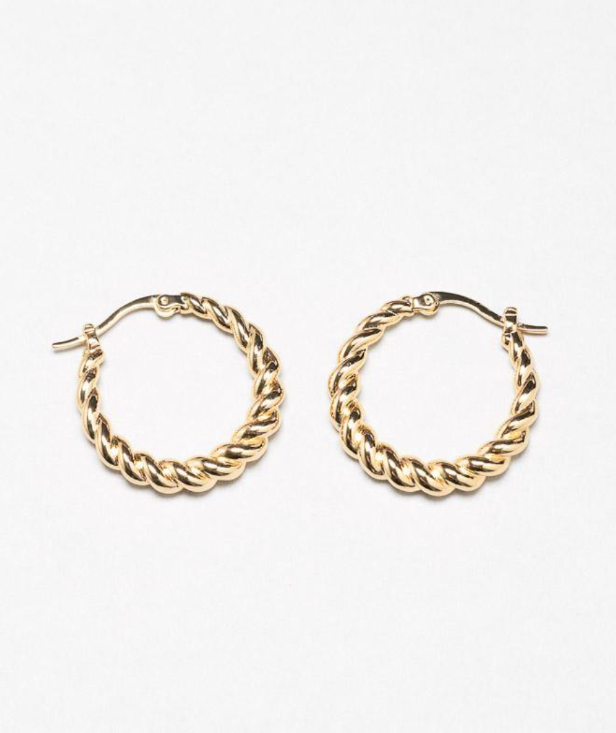 NIB Sachelle Collective Noelle French Twist 14k Gold Hoop Earrings SOLD OUT