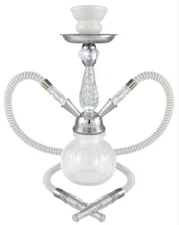 12" White 2 Hose Hookah Set - Posh by Premium Hookah - FAST SHIPPING