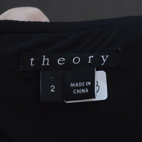 Vestido Theory 2 Mini funda sin mangas con cremallera expuesta panel de cuero negro - Imagen 5 de 6
