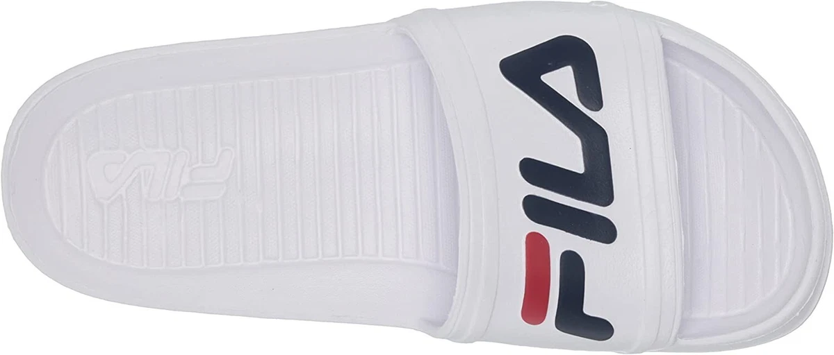 FILA Kids Sleek Slide Sandals Red White Navy Unisex Size 2 Big