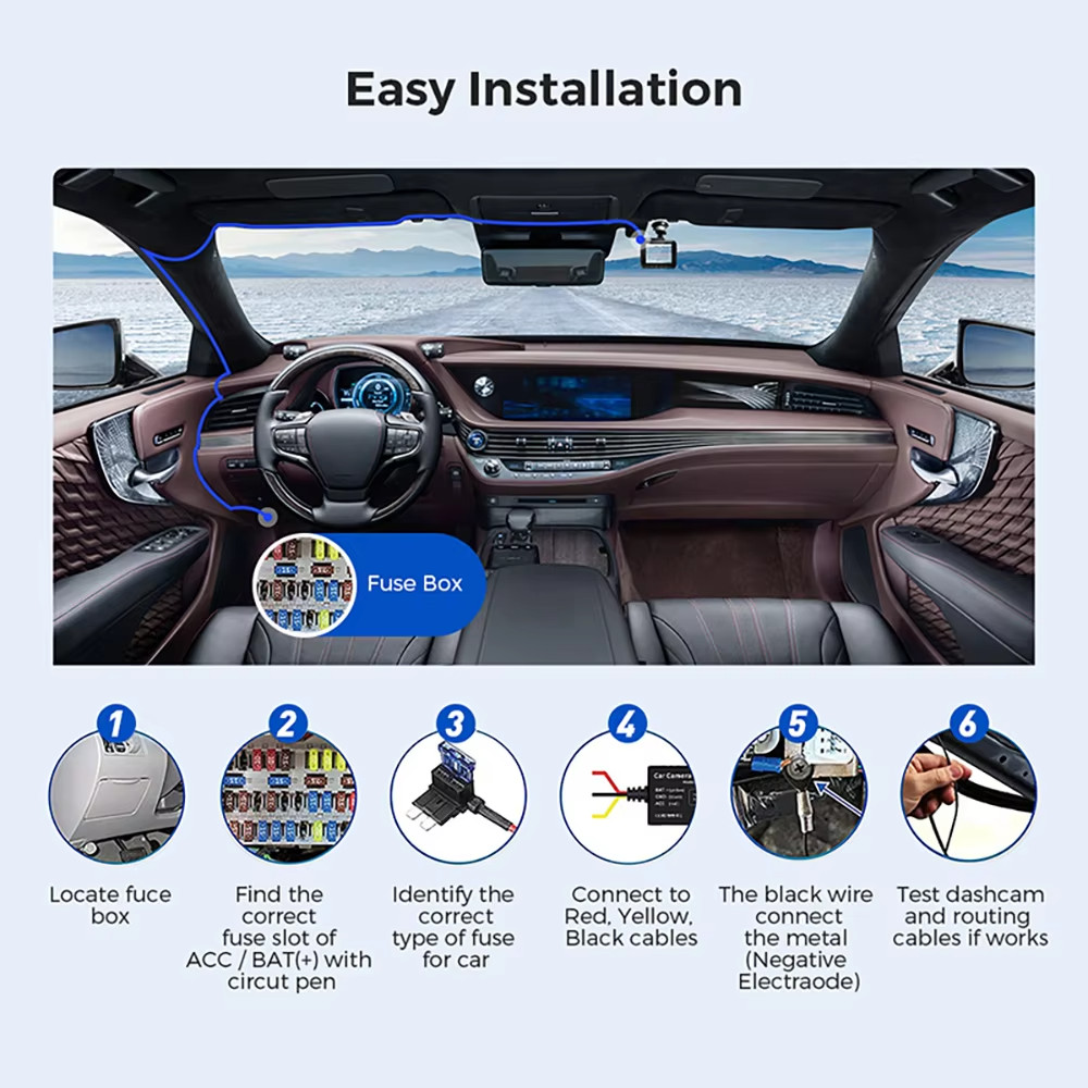 Hardwire Kit 3.5m Mini USB Type-c Caricabatteria 5v/2.5a per Dash Cam 24H - Miniatura 8