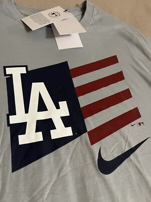 NWT Nike Dri-Fit LA Dodgers Men's M Medium Gray American Flag USA