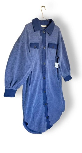 Free People Long Ruby Jacket Shacket Large in Blue - Picture 6 of 15