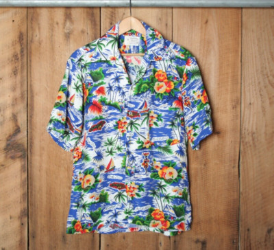 Vintage MODESTO Kingston Jamaica Floral Short Sleeve Hawaiian Shirt Sz. S