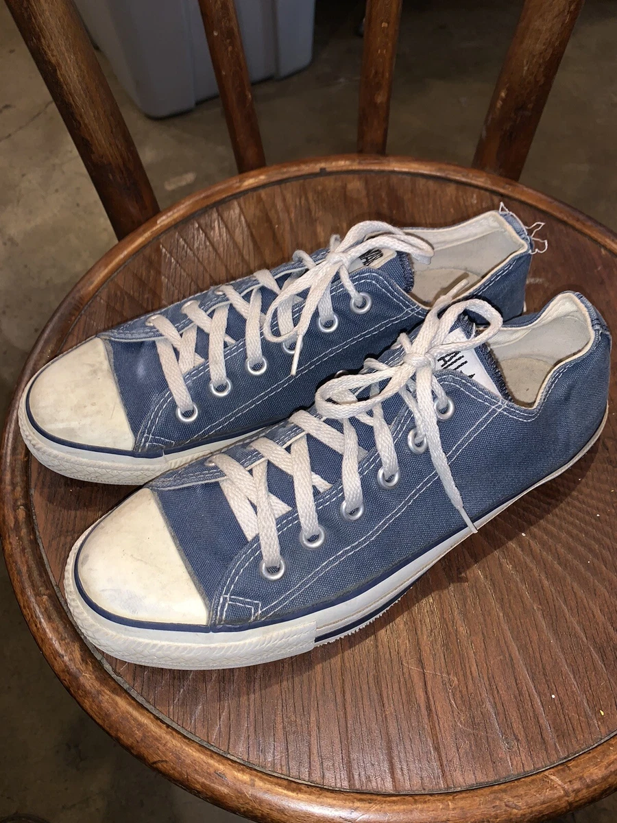 Vintage Blue Converse All Star Chuck Taylor Shoes Made In USA 80s Sz 8.5