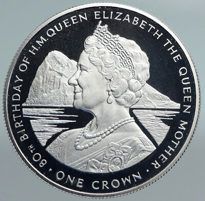 ハ*ン様 GIBRALTAR ELIZABETH II CROWN 銀貨 198 1980 GIBRALTAR UK Queen Mother Elizabeth II Rock Silver Proof