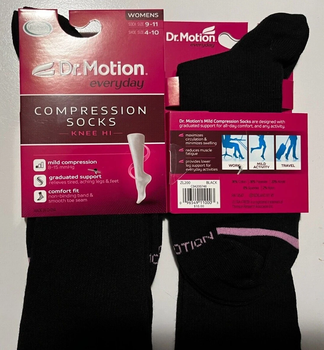 Dr. Motion Mild Compression 8 15 mmHg Knee Hi Women s Socks 2