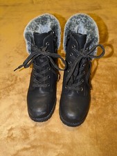 DV girls faux fur/ faux leather black ankle boots, size 3