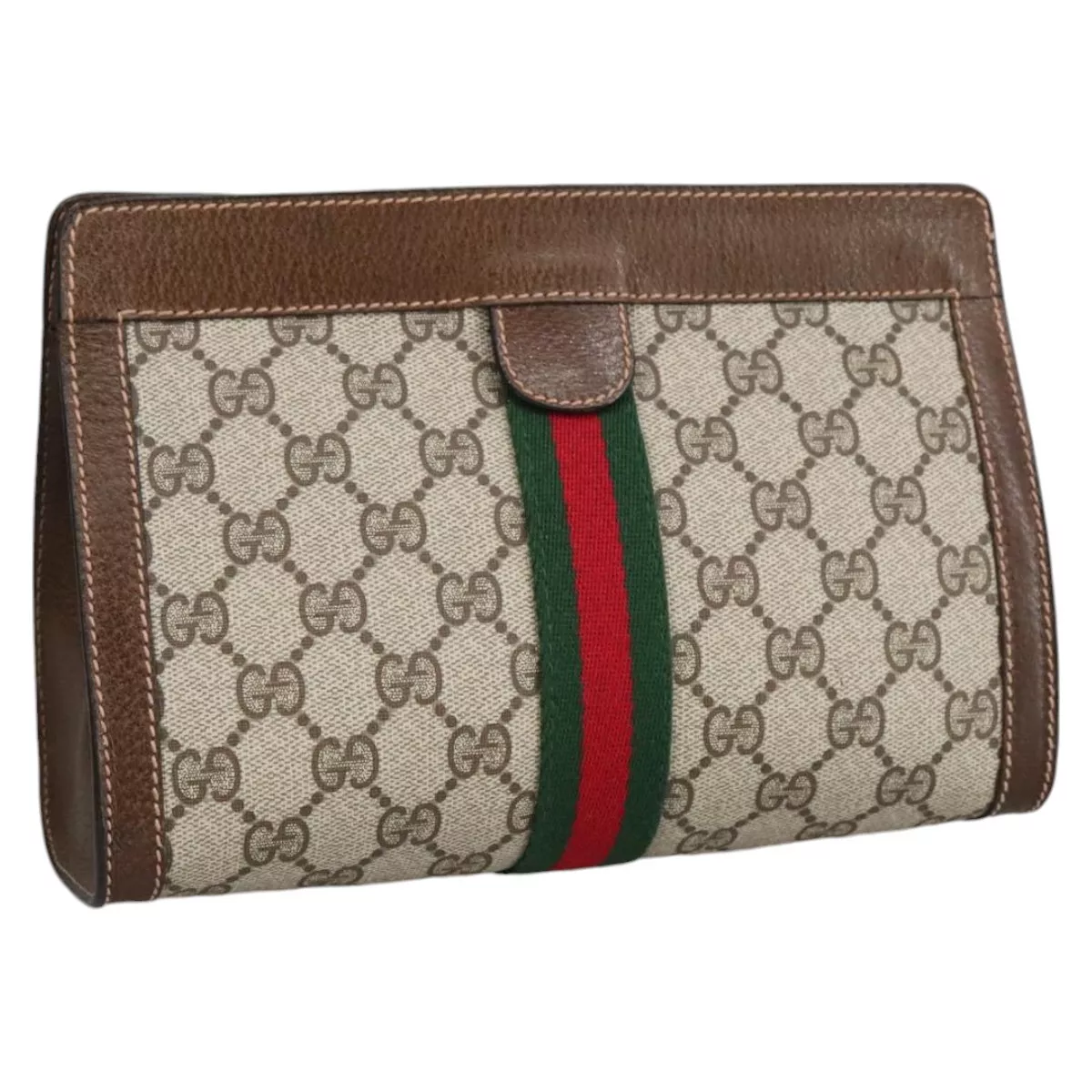 Sac pochette GUCCI GG Supreme Web Sherry Line PVC beige 67 014 2125 authentique bs19481