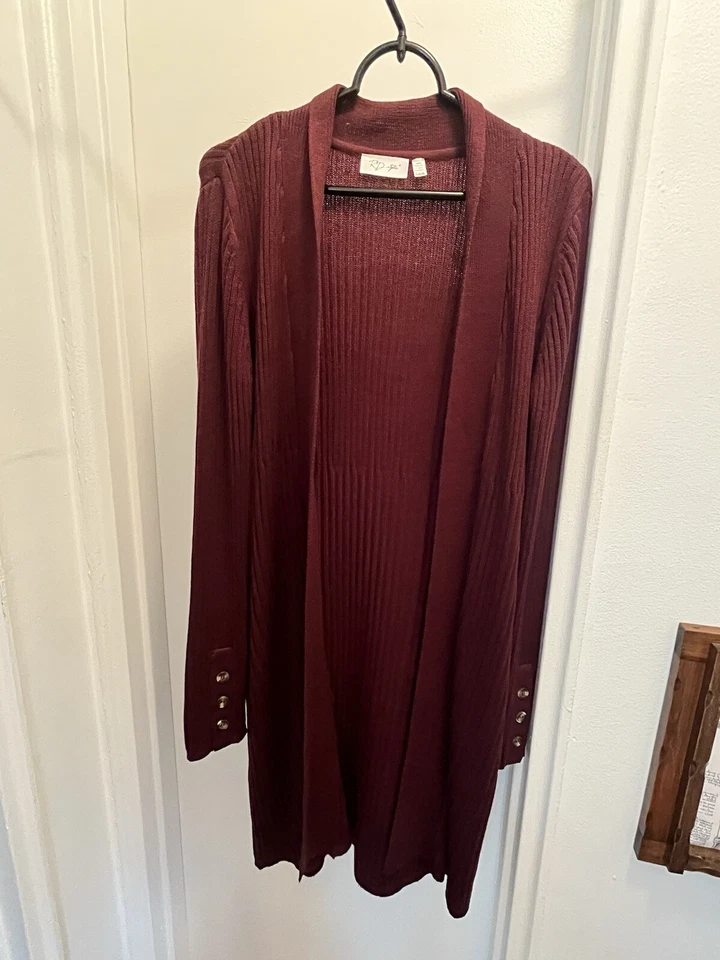 RD стиль длинным рукавом бордовый открытый передний кардиган свитер женщин L никогда не носил - Изображение 3 из 4
