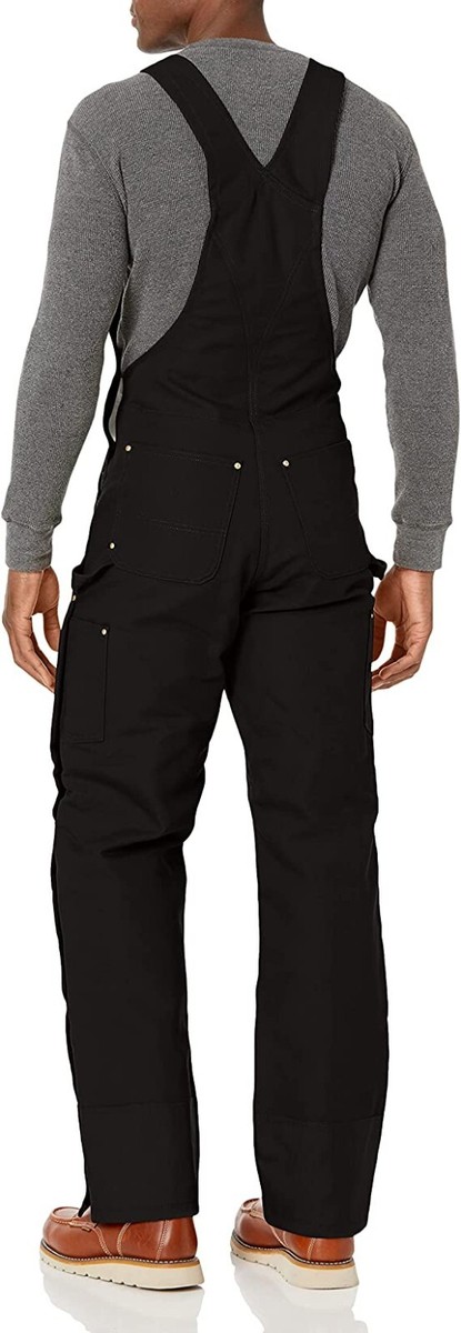 NWT Carhartt Men Quilt Lined Zip 2 Thigh Bib Overalls Black $160 42x30 R41  HH008