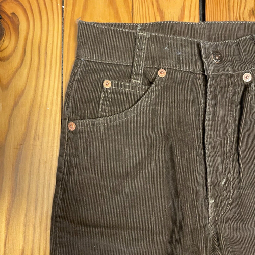 Vintage Levi's Slim White Tag 25x22 Brown Corduroy Pants - Picture 5 of 10
