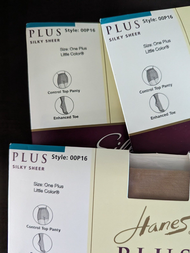 Lot of 3 Hanes Silk Reflections Plus Silky Sheer Panty Hose Control Top 1 Plus - Picture 2 of 9