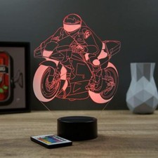 Lampe de chevet veilleuse 3D Moto GP avec télécommande - Cadeau anniversaire ...