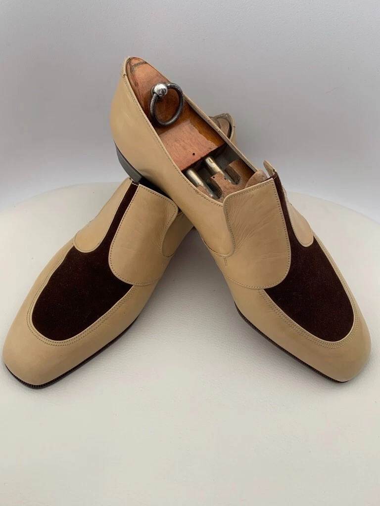 Bespoke Massaro Two Tone Kidskin Loafers   Size 6,5UK NEW NEVER WORN VERY RARE