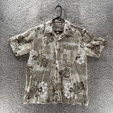 Vintage Maui Trading Company Shirt Mens Medium Tan Floral Hawaiian Button Up Y2K