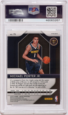 PSAサインルーキーMICHAEL PORTER JR RC HOLO AUTO 2018-19 Panini Prizm Michael Porter Jr. Mosaic Prizm Rookie RC #73