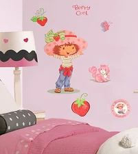 Strawberry Shortcake Kitten Butterfly Berry Cool Girl Wall Large Decal Set Decor