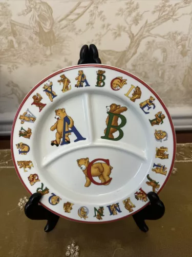 1994 Tiffany & Co. ALPHABET BEARS ABC Divided Ceramic Plate