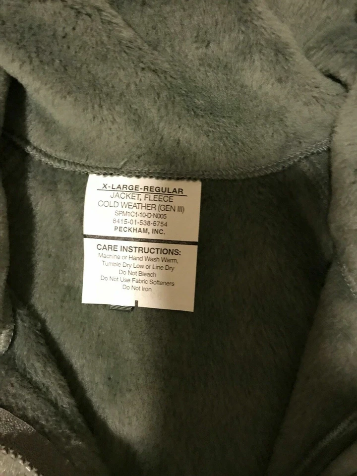 G.I. US Military ECWCS Gen 3 Level 3 Polartec Foliage Green Fleece Jacket - Image 3 of 4
