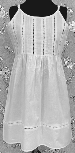 SoieRose 100% Cotton Victorian Spaghetti Strap Nightgown - White - SR1122 - Picture 4 of 6