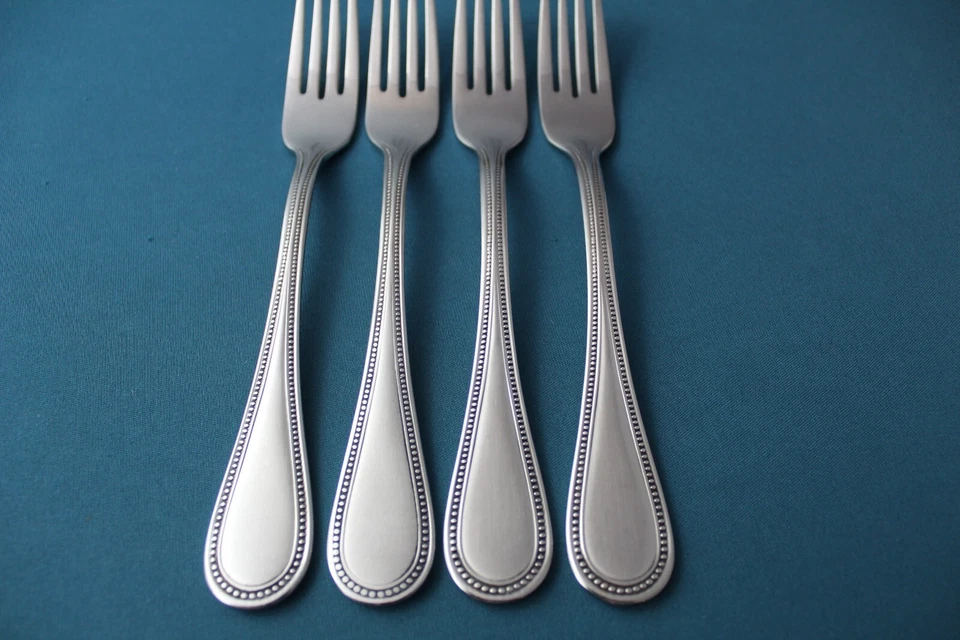 4 Tenedores de Cena Toalla CUENTAS ANTIGUAS Satinado 18/8 Acero Inoxidable Alemania 8" Foto 2 de 4