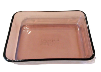PYREX VISIONS CRANBERRY 3 CUP VTG RECTANGULAR BAKING DISH CASSEROLE  #7210 VGUC 