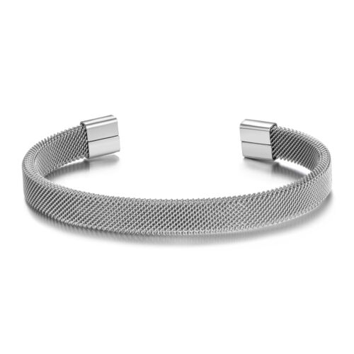 Men's Stainless Steel Mesh Cuff Bracelet by Philip Jones - Afbeelding 1 van 6