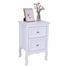 Large Bedside Table 2 Tier Nightstand Bedroom Storage Cabinet Country Style UK