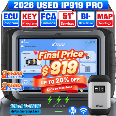 XTOOL IP919 PRO ECU Key Programming Tool Bidirectional OBD2 Scanner FCA AutoAuth