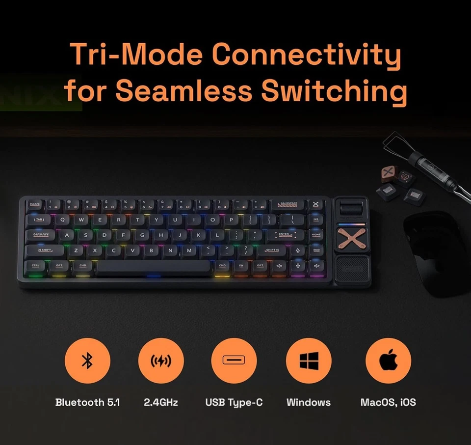 Magi65 Low Profile Ultra Slim Wireless Mechanical Keyboard for Creamy Typing - Image 2 of 4