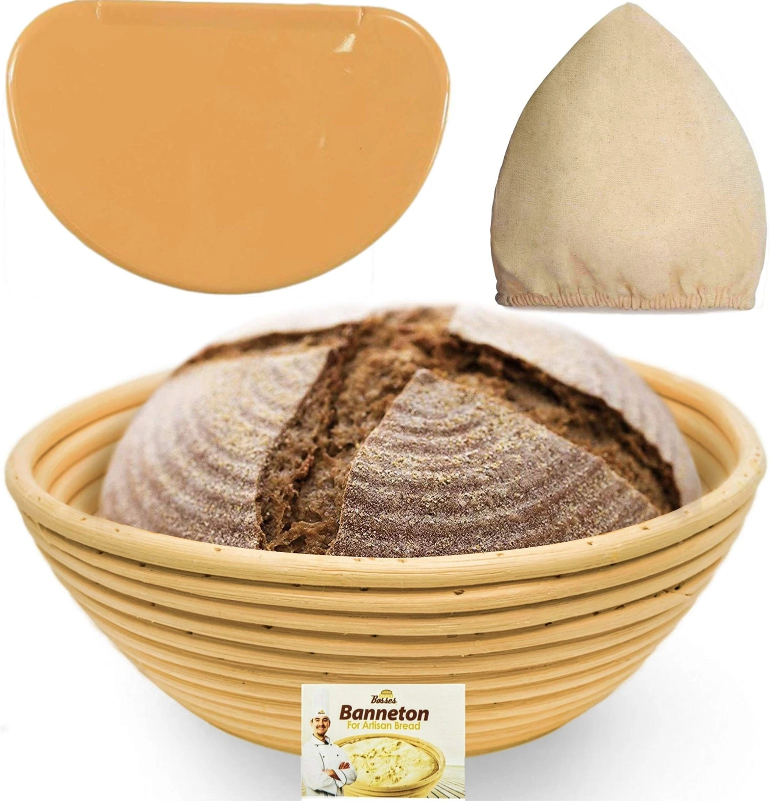 9 Inch Bread Banneton Proofing Basket - Baking Bowl Dough Gifts for Bakers Pr...