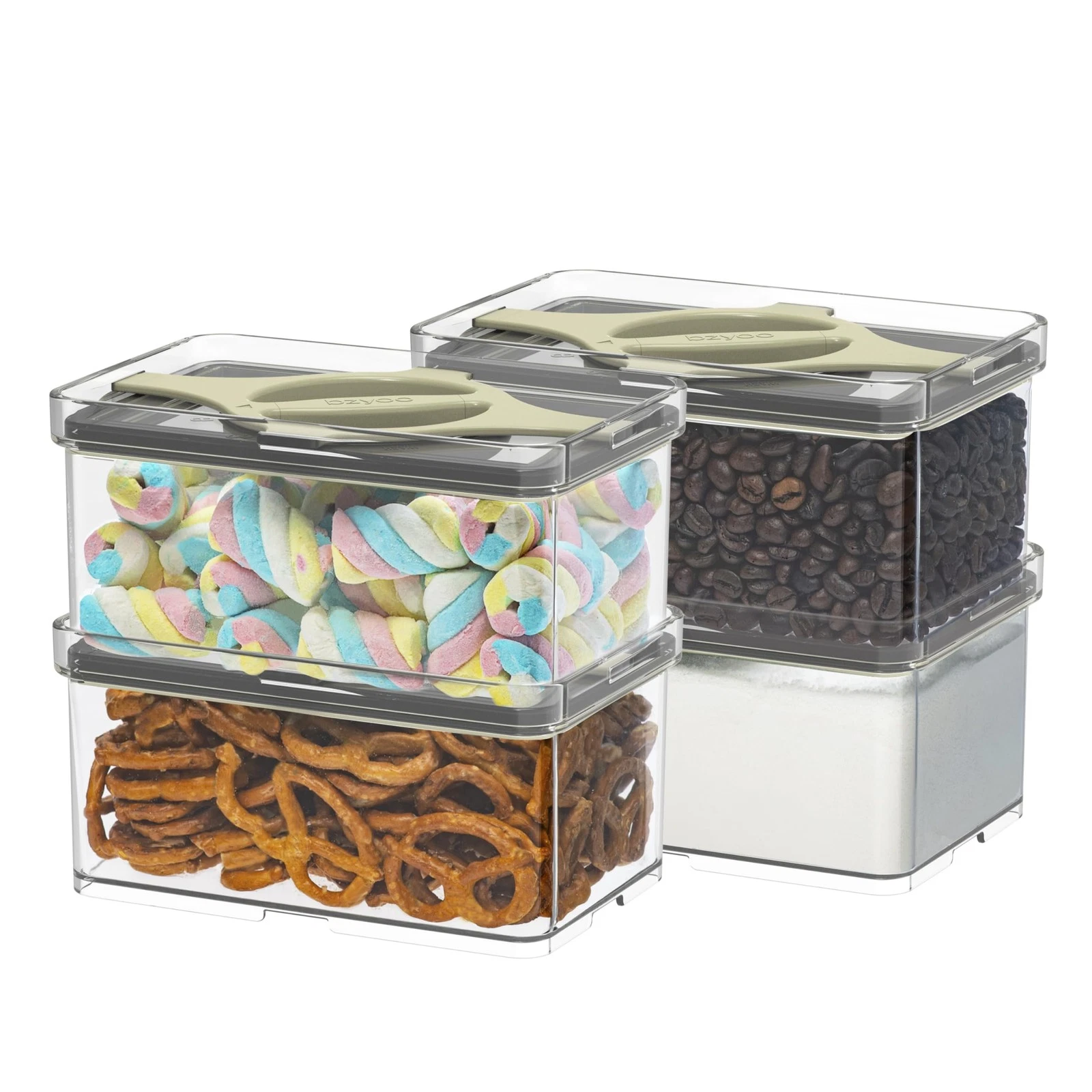 Prestoor 4Pack Small Pantry Containers, 0.8 QT/0.76 L Clear SAN Food Storage ...