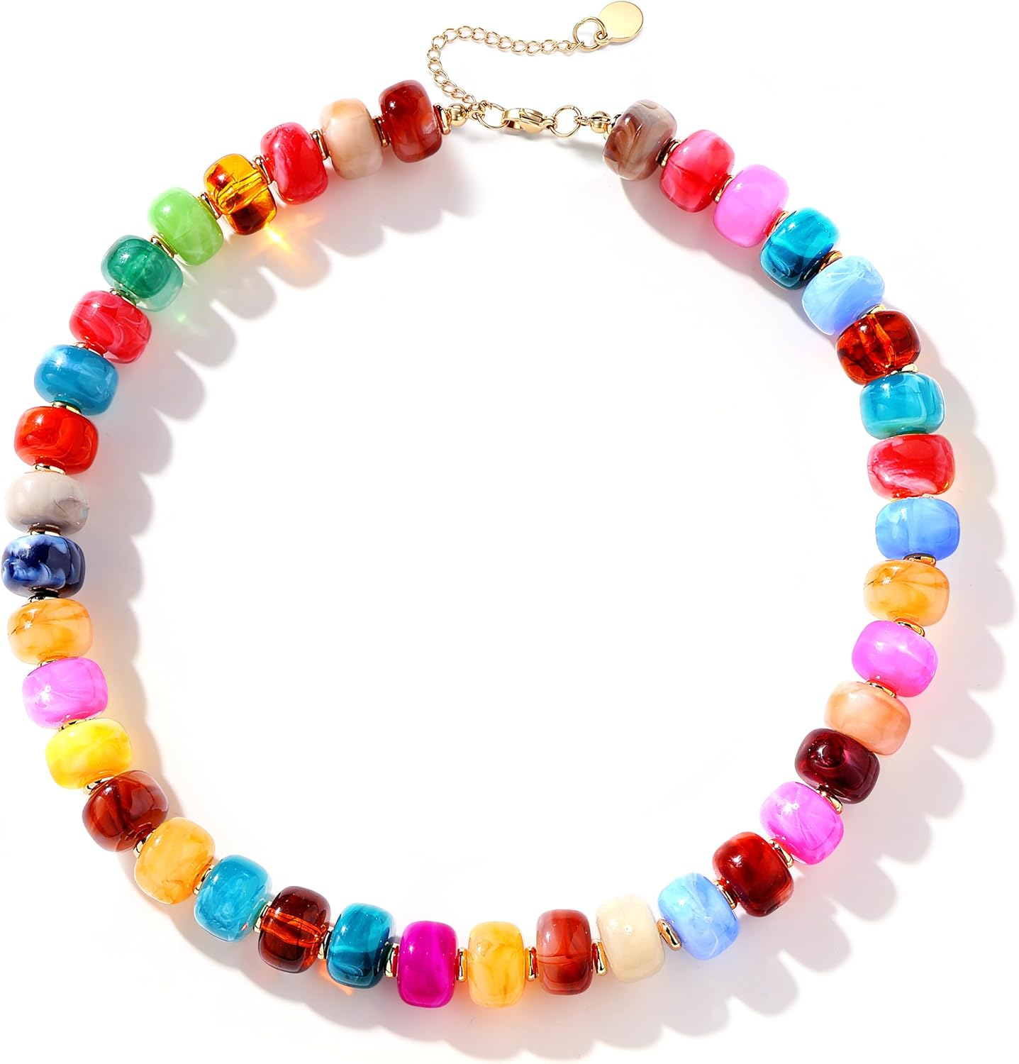 Chunky Beaded Necklace for Women - Colorful Resin Bead Choker Statement Necklace