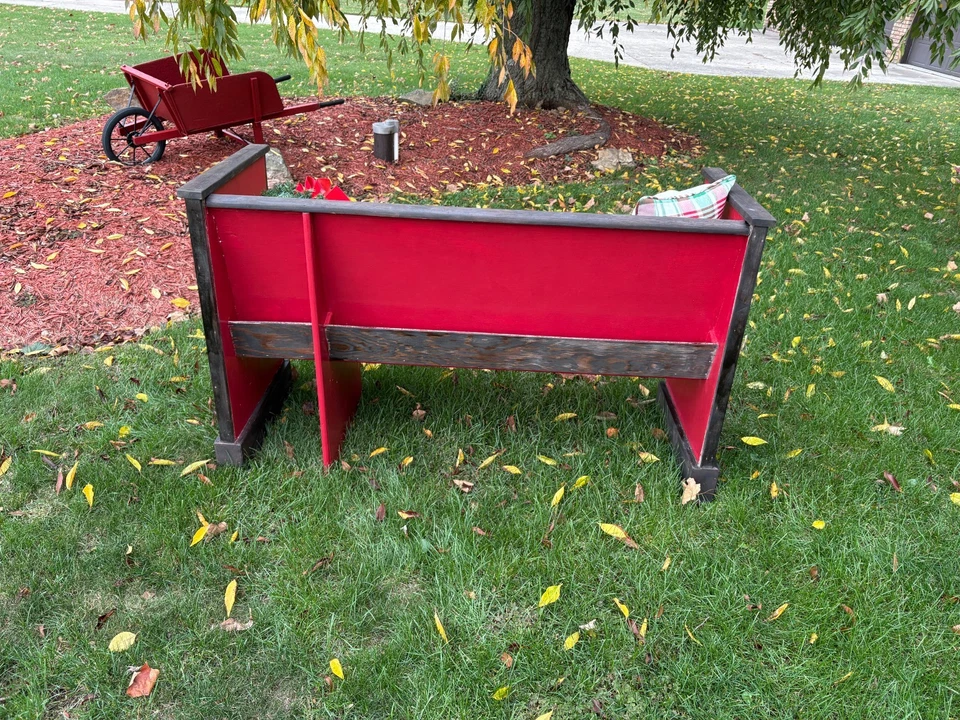 装饰长凳 - 独特翻新迷你教堂皮尤,57 英寸长 x 21 英寸宽 x 34 英寸高 — 第 2/4 张图片