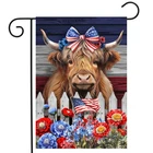 Briarwood Lane Patriotic Highland Cow Garden Flag