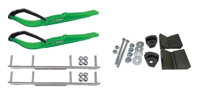 C&A Pro Green Razor Snowmobile Skis w/ 6'' Shaper Bars Complete Kit Ski-Doo T3