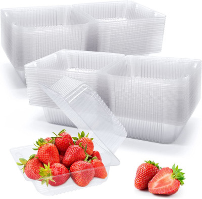 100 Pack Clear Plastic Take Out Container,Square Hinged Food Container,Dessert C