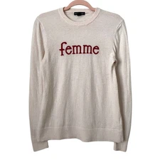 Saks Fifth Avenue Sweater Womens Small Pink Femme Wool Cashmere Knit Preppy