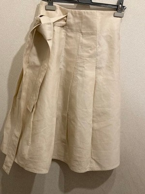 Sofie D'Hoore Cotton Wrap Ribbon Skirt Ivory Knee Length Size 34 Japan New
